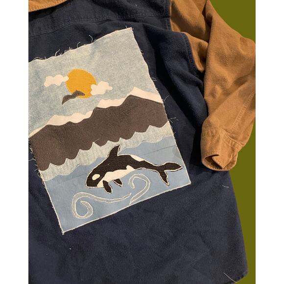 XL Upcycled Cotton Shirt Landscape Orca Granola - Picture 4 of 5